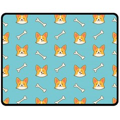 Cute Corgi Dog Face Pattern Double Sided Fleece Blanket (medium)  by Nexatart