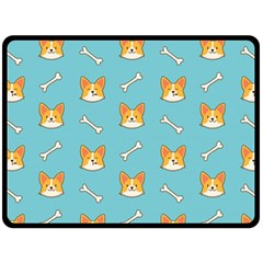 Cute Corgi Dog Face Pattern Double Sided Fleece Blanket (large)  by Nexatart