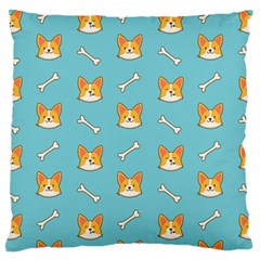 Cute Corgi Dog Face Pattern Large Flano Cushion Case (one Side) by Nexatart