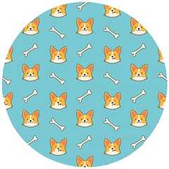 Cute Corgi Dog Face Pattern Wooden Puzzle Round by Nexatart