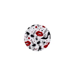 Red Lips Black Heels Pattern 1  Mini Buttons by Nexatart