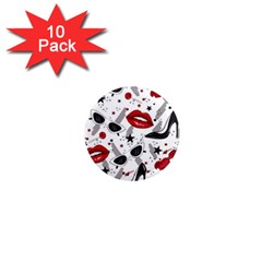 Red Lips Black Heels Pattern 1  Mini Magnet (10 Pack)  by Nexatart