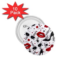 Red Lips Black Heels Pattern 1 75  Buttons (10 Pack) by Nexatart