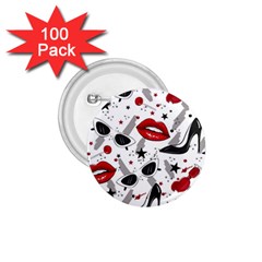 Red Lips Black Heels Pattern 1 75  Buttons (100 Pack)  by Nexatart