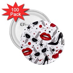 Red Lips Black Heels Pattern 2 25  Buttons (100 Pack)  by Nexatart