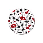 Red Lips Black Heels Pattern Magnet 3  (Round) Front