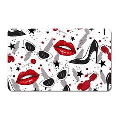 Red Lips Black Heels Pattern Magnet (rectangular) by Nexatart