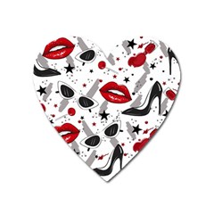 Red Lips Black Heels Pattern Heart Magnet by Nexatart