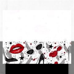 Red Lips Black Heels Pattern Rectangular Jigsaw Puzzl by Nexatart