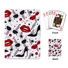 Red Lips Black Heels Pattern Playing Cards Single Design (rectangle) by Nexatart