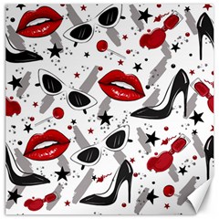 Red Lips Black Heels Pattern Canvas 16  X 16  by Nexatart