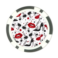 Red Lips Black Heels Pattern Poker Chip Card Guard (10 Pack) by Nexatart