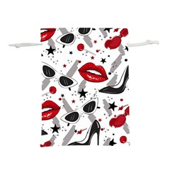 Red Lips Black Heels Pattern Lightweight Drawstring Pouch (m) by Nexatart