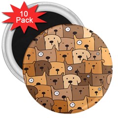 Cute Dog Seamless Pattern Background 3  Magnets (10 Pack)  by Nexatart