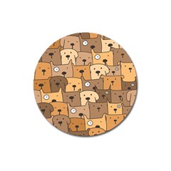 Cute Dog Seamless Pattern Background Magnet 3  (round) by Nexatart