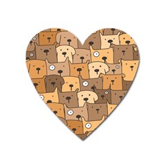 Cute Dog Seamless Pattern Background Heart Magnet by Nexatart