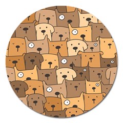 Cute Dog Seamless Pattern Background Magnet 5  (round) by Nexatart