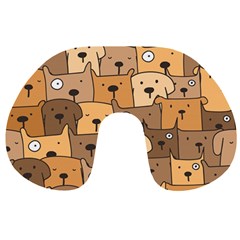 Cute Dog Seamless Pattern Background Travel Neck Pillow by Nexatart