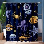 Marine Seamless Pattern Thin Line Memphis Style Shower Curtain 60  x 72  (Medium)  60 x72  Curtain