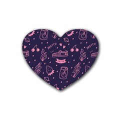 Various Cute Girly Stuff Seamless Pattern Heart Coaster (4 Pack)  by Nexatart