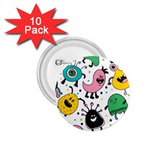 Funny Monster Pattern 1 75  Buttons (10 Pack)