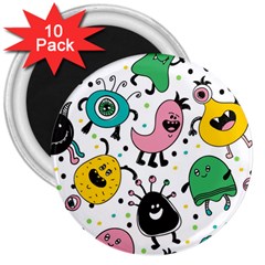 Funny Monster Pattern 3  Magnets (10 Pack)  by Nexatart