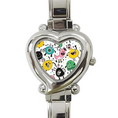 Funny Monster Pattern Heart Italian Charm Watch by Nexatart