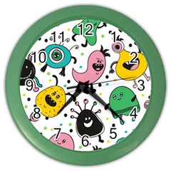 Funny Monster Pattern Color Wall Clock by Nexatart