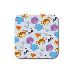 Animal Faces Collection Rubber Square Coaster (4 Pack)  by Nexatart