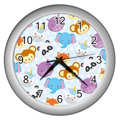 Animal Faces Collection Wall Clock (silver)