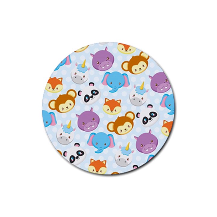 Animal Faces Collection Rubber Coaster (Round) 