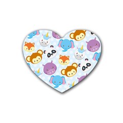 Animal Faces Collection Rubber Coaster (heart)  by Nexatart