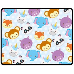 Animal Faces Collection Double Sided Fleece Blanket (medium)  by Nexatart