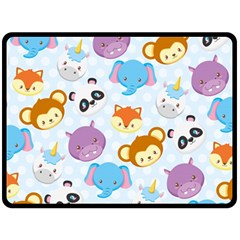 Animal Faces Collection Double Sided Fleece Blanket (large)  by Nexatart