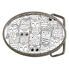 Circle Shape Pattern With Cute Owls Coloring Book Belt Buckles by Nexatart