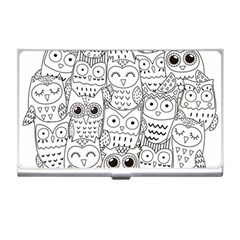 Circle Shape Pattern With Cute Owls Coloring Book Business Card Holder by Nexatart