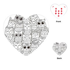 Circle Shape Pattern With Cute Owls Coloring Book Playing Cards Single Design (heart) by Nexatart