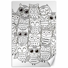 Circle Shape Pattern With Cute Owls Coloring Book Canvas 24  X 36  by Nexatart