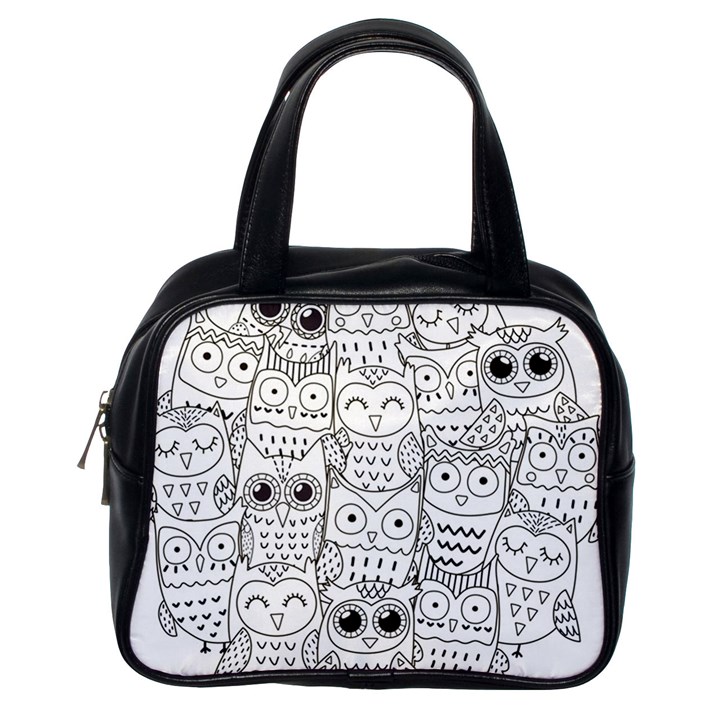 Circle Shape Pattern With Cute Owls Coloring Book Classic Handbag (One Side)