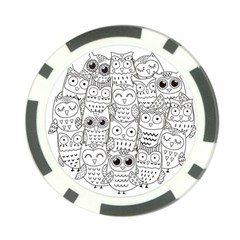 Circle Shape Pattern With Cute Owls Coloring Book Poker Chip Card Guard (10 Pack) by Nexatart