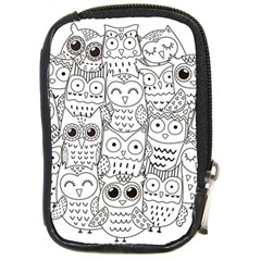 Circle Shape Pattern With Cute Owls Coloring Book Compact Camera Leather Case by Nexatart