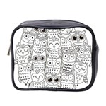 Circle Shape Pattern With Cute Owls Coloring Book Mini Toiletries Bag (Two Sides) Front