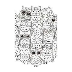 Circle Shape Pattern With Cute Owls Coloring Book Shower Curtain 48  X 72  (small)  by Nexatart