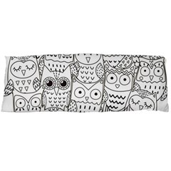 Circle Shape Pattern With Cute Owls Coloring Book Body Pillow Case (dakimakura) by Nexatart