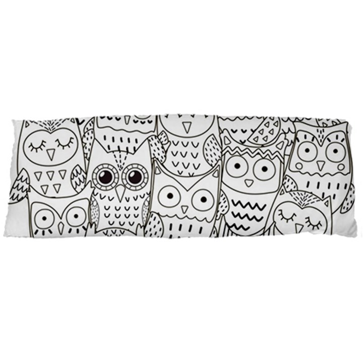 Circle Shape Pattern With Cute Owls Coloring Book Body Pillow Case Dakimakura (Two Sides)