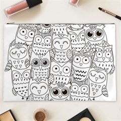 Circle Shape Pattern With Cute Owls Coloring Book Cosmetic Bag (xxl) by Nexatart