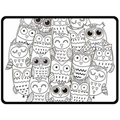 Circle Shape Pattern With Cute Owls Coloring Book Double Sided Fleece Blanket (large)  by Nexatart