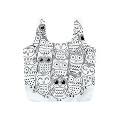 Circle Shape Pattern With Cute Owls Coloring Book Full Print Recycle Bag (s) by Nexatart