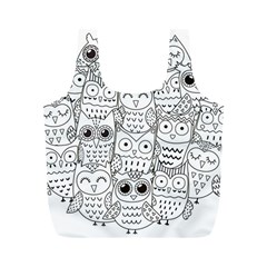 Circle Shape Pattern With Cute Owls Coloring Book Full Print Recycle Bag (m) by Nexatart