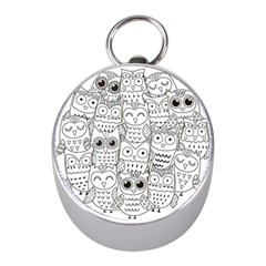 Circle Shape Pattern With Cute Owls Coloring Book Mini Silver Compasses by Nexatart